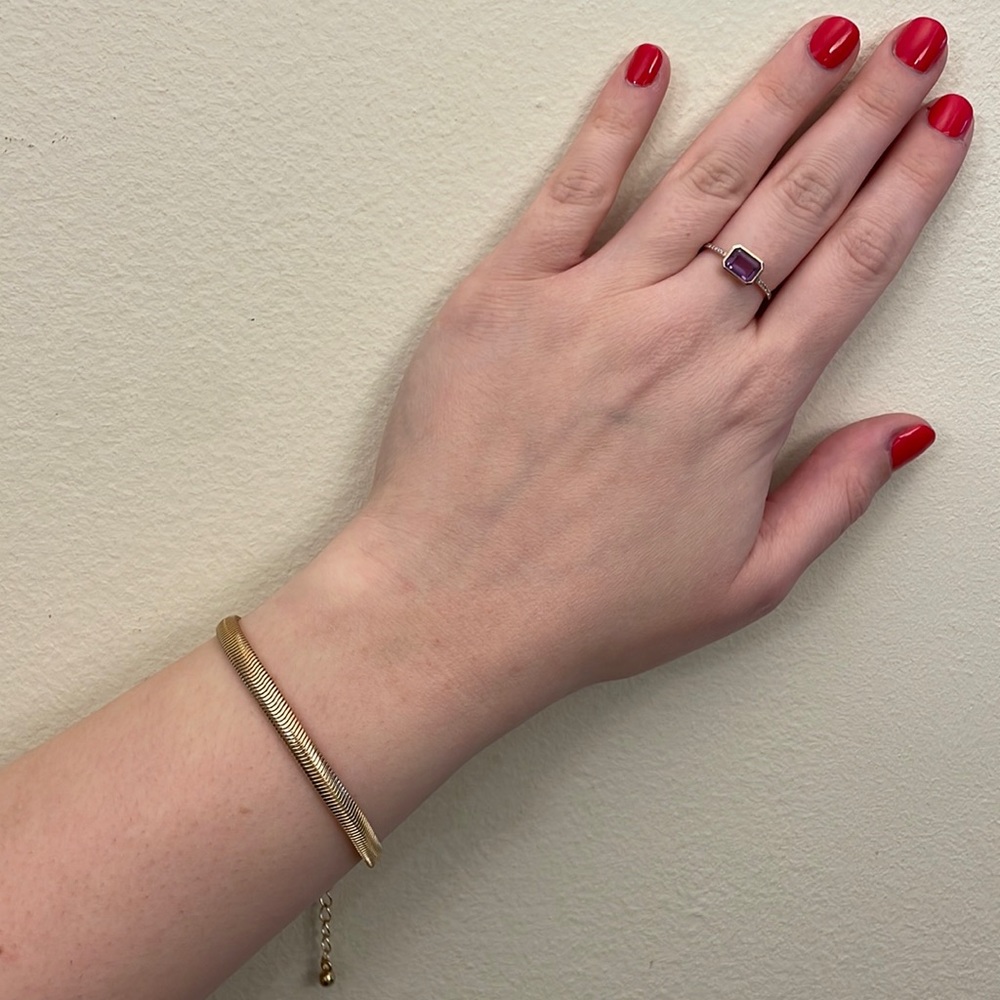 Gold Plated Herringbone Bracelet - Adjustable